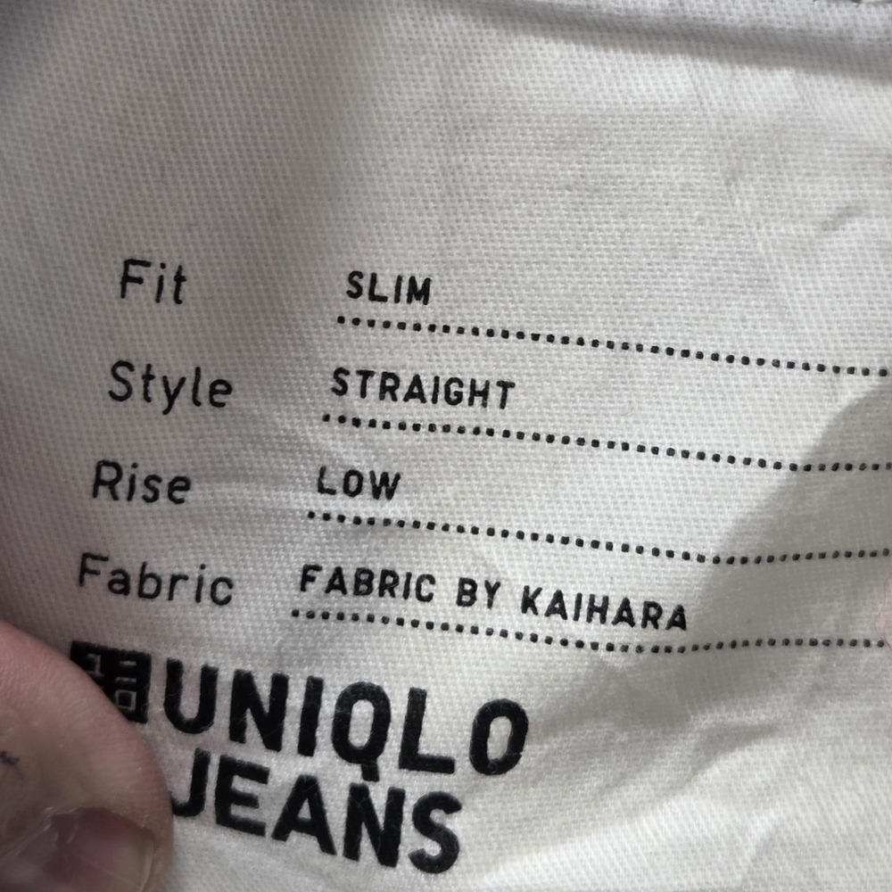 Selvedge Jeans Mens 33x24 Blue Uniqlo Slim Straight Low Rise Kaihara Denim - Picture 8 of 16